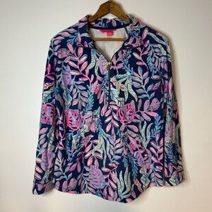 Lilly Pulitzer Skipper Popover Top Oyster Bay Navy You've Been Spotted